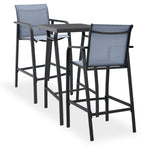 ZNTS 3 Piece Garden Bar Set Black and Grey 3073573