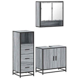 ZNTS 3 Piece Bathroom Furniture Set Grey Sonoma Engineered Wood 3301038