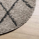 ZNTS Shaggy Rug High Pile Modern Beige and Anthracite Ø 240 cm 375402