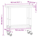 Kitchen Work Table with Wheels 82.5x30x85 cm Stainless Steel 376460