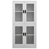 Office Cabinet Light Grey 90x40x180 cm Steel and Tempered Glass 335939