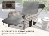 2 Seater Patio Rattan Chaise Lounge Sofa Set with Fabric Cushion, Grey and Brown T3398P325090