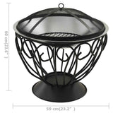 2-in-1 Fire Pit and BBQ with Poker 59x59x60 cm Stainless Steel 313360