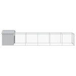 Chicken Cage with Run Light Grey 117x609x123 cm Galvanised Steel 3189075