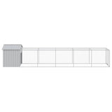 Chicken Cage with Run Light Grey 117x609x123 cm Galvanised Steel 3189075