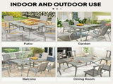Outsunny Rectangle Garden Table with Parasol Hole, Outdoor Dining Table for 6, Patio Table for T3398P555010