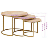 Nesting Coffee Tables 3 pcs Brown Solid Mango Wood and Steel 4104635