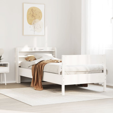 Bed Frame without Mattress White 90x190 cm Single Solid Wood Pine 3306949