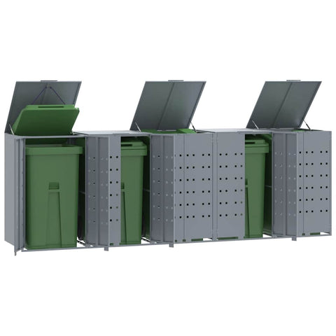 Wheelie Bin Storage for 5 Bins Grey 345x79x117 cm Steel 3279990