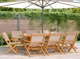 Folding Garden Chairs 8 pcs Taupe Fabric and Solid Wood 3214582