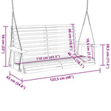 Garden Swing Bench with Metal Chains Black Solid Wood Fir 4008982