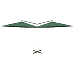 ZNTS Double Garden Parasol with Steel Pole Green 600 cm 312562