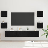TV Cabinet Set Wall-mounted 7 pcs Black Oak Engineered Wood 3393397