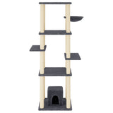 Cat Tree with Sisal Scratching Posts Dark Grey 154 cm 172057