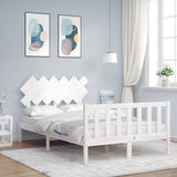 Bed Frame without Mattress White Small Double Solid Wood Pine 3193437