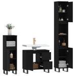 ZNTS 3 Piece Bathroom Furniture Set Black Engineered Wood 3190230