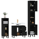 ZNTS 3 Piece Bathroom Furniture Set Black Engineered Wood 3190230
