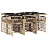 Garden Dining Set Mix beige PE rattan Medium Stackable 3211632