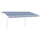 Manual Retractable Awning with LED 4.5x3 m Blue and White 3069961
