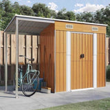 Garden Shed with Extended Roof Light Brown 277x107x181cm Steel 364528