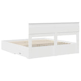 Bed Frame with Headboard White 200 x 200 cm Engineered Wood 3409953