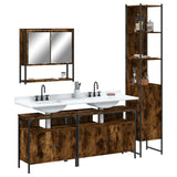 4 Piece Bathroom Furniture Set Smoked Oak Engineered Wood 3214687