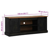 TV Cabinet HALDEN 2 Sliding Doors Black 150x40x60 cm Solid Wood 4018416