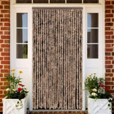 Fly Curtain Beige and Dark Brown 100x230 cm Chenille 377324