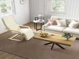 Wooden Lounging Chair Deck Relaxing Recliner Lounge Seat with Adjustable Footrest & Removable T3398P328107
