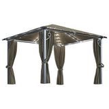 Gazebo with Curtain&LED String Lights 3x3 m Taupe Aluminium 3070334