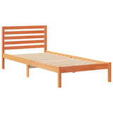 Bed Frame with Headboard Wax Brown 90 x 210 cm Solid Pine Wood 872307