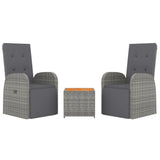 3 Piece Garden Lounge Set Grey Poly Rattan&Solid Wood Acacia 3157669