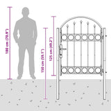 Fence Gate ASSEN 100 x 125 cm Powder-Coated Steel Grey Lockable 42008926