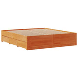 Bed Frame without Mattress with Drawers Wax Brown 180x200 cm Super King Solid Wood Pine 3308797