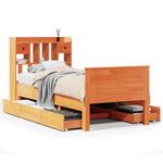 ZNTS Bookcase Bed without Mattress Wax Brown 90x200 cm Solid Wood Pine 3308932