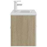 Sink Cabinet with Built-in Basin White and Sonoma Oak Engineered Wood 3071293