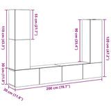 TV Cabinet Set Wall-mounted 6 pcs Black oak 30.5 x 30 x 110 cm 3333060
