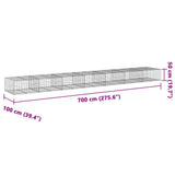 Gabion Basket with Cover 700x100x50 cm Galvanised Iron 3295184