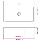 142348 Basin with Faucet Hole Ceramic White 76x42,5x14,5 cm