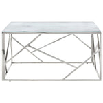 ZNTS Coffee Table Silver Stainless Steel and Tempered Glass 349955
