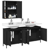 3 Piece Bathroom Cabinet Set Black Engineered Wood 3214730