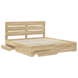 Bed Frame with Drawer Sonoma Oak 180 x 200 cm Engineered Wood 3411945