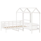 Day Bed and Bench Set with Roof without Mattress White 80x200 cm 3282333