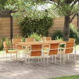 Garden Dining Set 9 pcs Solid Teak Wood and Stainless Steel 3334828