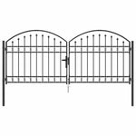 Fence gate with Lock Grey 300 x 125 cm Steel 42008934