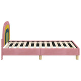 Children's Bed Frame with Headboard Pink 80 x 160 cm Velvet 42011007