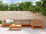 Garden Lounge Set 7 pcs Wax Brown Solid Pine Wood 3418125