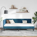 Corner Bed Frame Blue 90 x 190 cm Velvet and Engineered wood 42016215