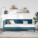 Corner Bed Frame Blue 90 x 190 cm Velvet and Engineered wood 42016215