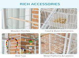 Large Bird Cage Budgie Cage 3 Tier Aviary with Stand Wheels, Toys, Ladders, Shelf for Canaries, T3398P349817